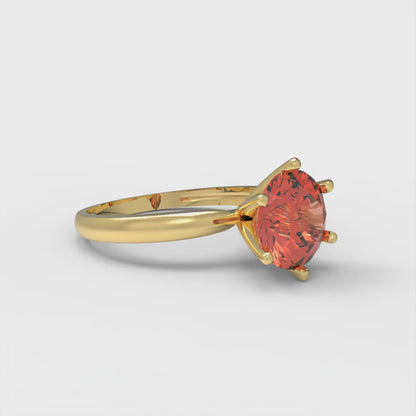 1.5 cttw Zirconia Simulated Red Diamond Solitaire  Engagement Ring - Solid Gold (VVS1, Round Cut,7.5mm)