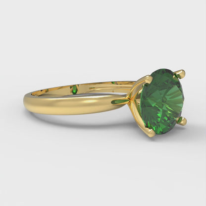 2 cttw Simulated Emerald Solitaire  Engagement Ring - Solid Gold (Round Cut,8.0mm)