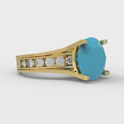 3.39 cttw Round Cut Simulated Turquoise Bridal Set - Solid Yellow Gold Engagement Ring & Wedding Band