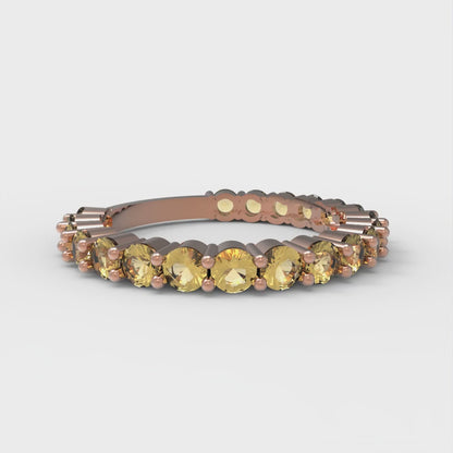 1.2 cttw Natural Citrine Round Cut Rose Gold Eternity Wedding Band