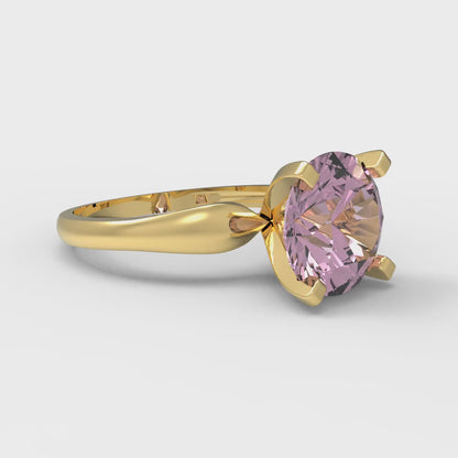 2.5 cttw Zirconia Simulated Pink Diamond Solitaire  Engagement Ring - Solid Gold (VVS1, Round Cut,8.5mm)