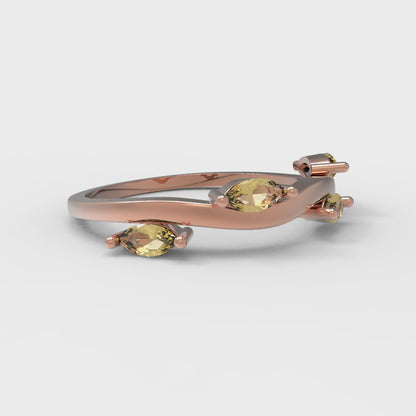 0.4 cttw Natural Citrine Marquise Cut Rose Gold Eternity Wedding Band