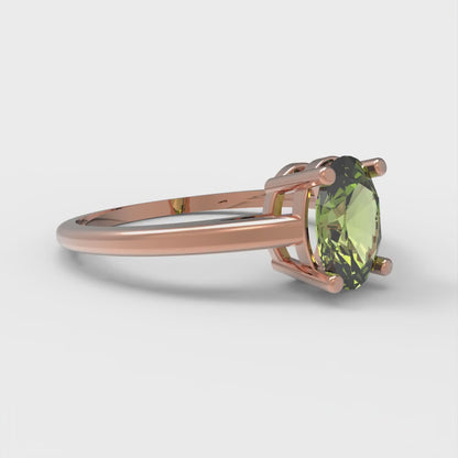 1 cttw Natural Peridot Solitaire  Engagement Ring - Solid Gold (Oval Cut,7x5mm)