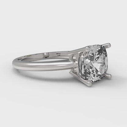 2 cttw Moissanite Solitaire  Engagement Ring - Solid White Gold (VVS1, Cushion Cut,7mm)