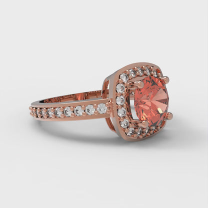 1.335 cttw Zirconia Simulated Red Diamond Solitaire with Zirconia Simulated Diamond Accents Engagement Ring - Solid Rose Gold (VVS1, Round Cut,6.5mm)