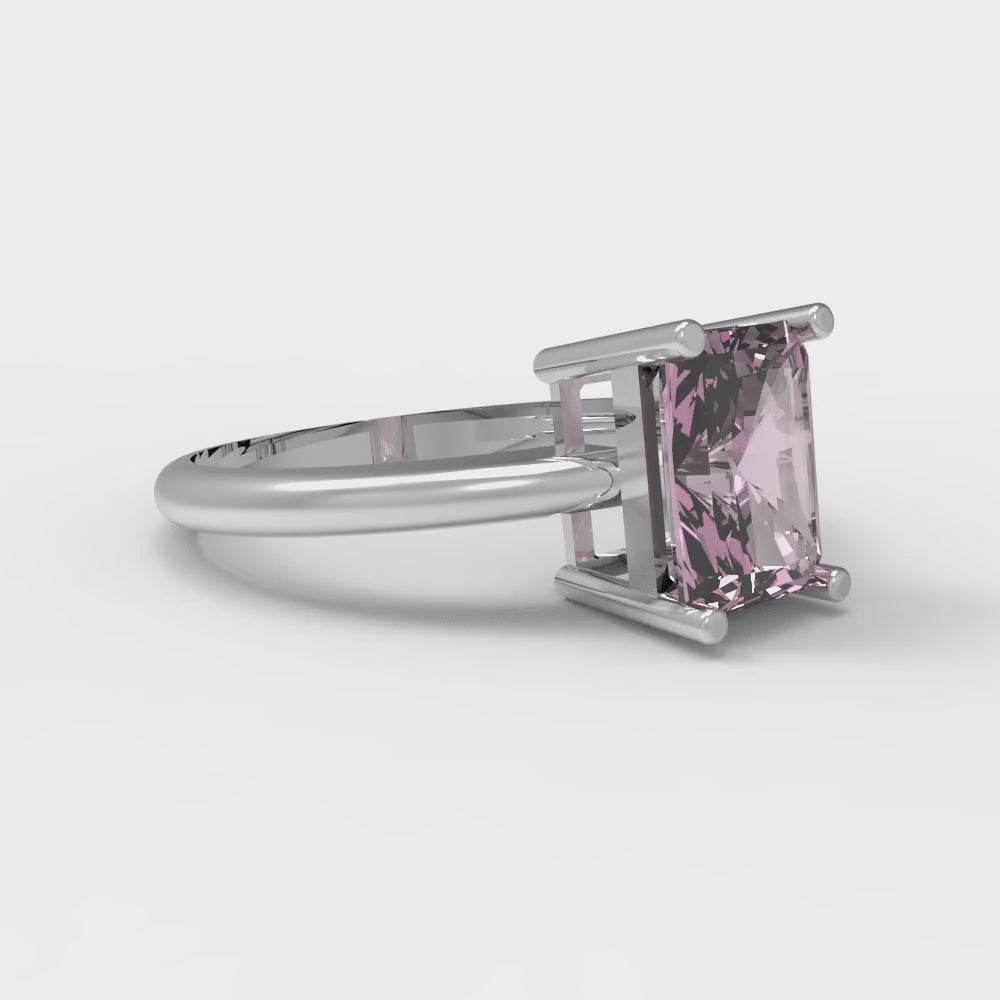 1.75 cttw Zirconia Simulated Pink Diamond Solitaire  Engagement Ring - Solid Gold (VVS1, Radiant Cut,7.5x5.5mm)