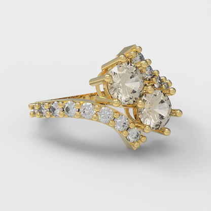 1.48 cttw Natural Morganite Solitaire with Zirconia Simulated Diamond Accents Engagement Ring - Solid Gold (Round Cut,5mm)