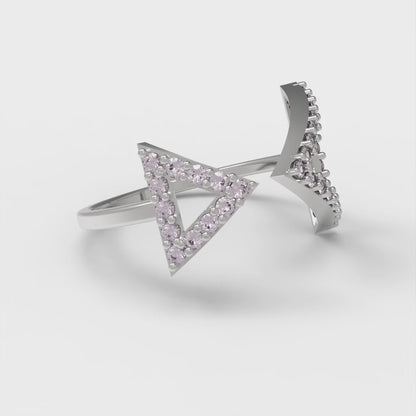 0.2475 cttw Zirconia Simulated Pink Diamond Statement Engagement Ring - Solid Gold (VVS1, Round Cut,1.2mm)