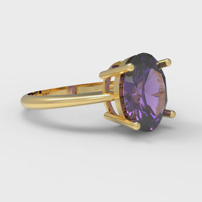 2.5 cttw Natural Amethyst Solitaire  Engagement Ring - Solid Gold (Oval Cut,9.5x7.5mm)