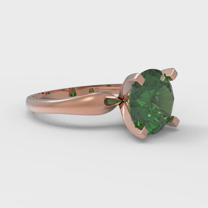 2.5 cttw Simulated Emerald Solitaire  Engagement Ring - Solid Rose Gold (VVS1, Round Cut,8.5mm)