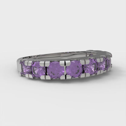 1 cttw Simulated Alexandrite Round Cut White Gold Eternity Wedding Band
