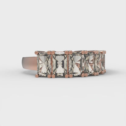 2.61 cttw Natural Morganite Emerald Cut Rose Gold Eternity Wedding Band