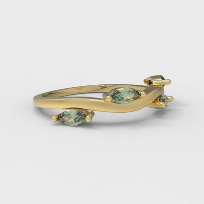 0.4 cttw Simulated Green Diamond Marquise Cut Yellow Gold Eternity Wedding Band