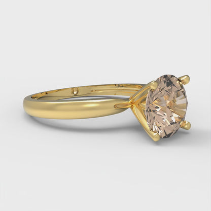 1.5 cttw Yellow Moissanite Solitaire  Engagement Ring - Solid Gold (Round Cut,7.5mm)