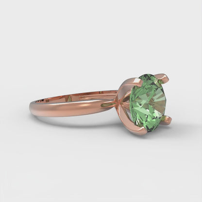 3 cttw Zirconia Simulated Green Diamond Solitaire  Engagement Ring - Solid Gold (VVS1, Round Cut,9.0mm)