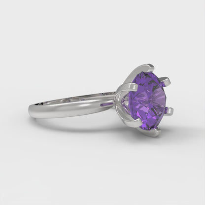 3 cttw Simulated Alexandrite Solitaire  Engagement Ring - Solid Gold (Round Cut,9mm)