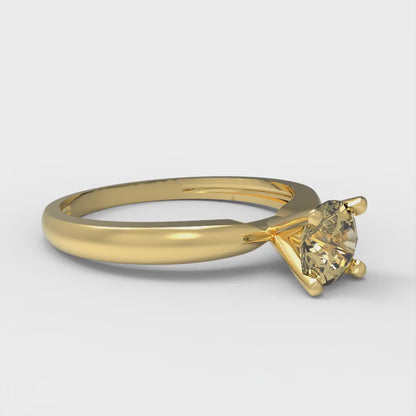 0.5 cttw Zirconia Simulated Yellow Diamond Solitaire  Engagement Ring - Solid Gold (VVS1, Round Cut,5.0mm)
