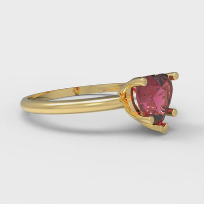 1.25 cttw Natural Garnet Solitaire  Engagement Ring - Solid Gold (Heart Cut,7.0mm)