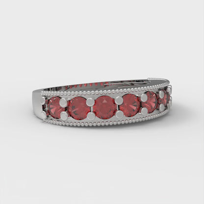 0.81 cttw Simulated Ruby Round Cut White Gold Eternity Wedding Band