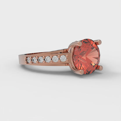 2.21 cttw Zirconia Simulated Red Diamond Solitaire with Zirconia Simulated Diamond Accents Engagement Ring - Solid Gold (VVS1, Round Cut,8.0mm)