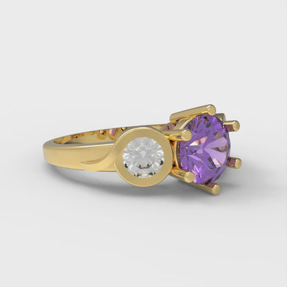 1.72 cttw Simulated Alexandrite Three-Stone Engagement Ring - Solid Gold (Round Cut,6.5mm)