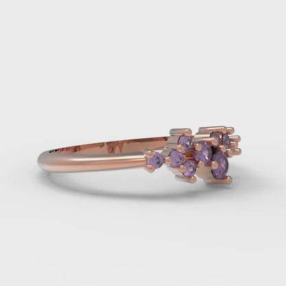 0.17 cttw Natural Amethyst Round Cut Rose Gold Eternity Wedding Band