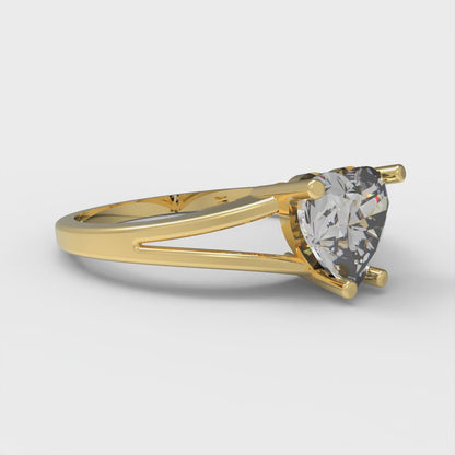 1 cttw White Sapphire Solitaire  Engagement Ring - Solid Gold (Heart Cut,6.5mm)