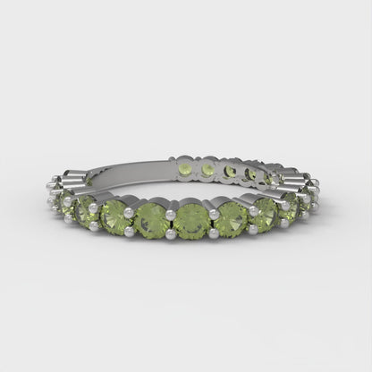 1.2 cttw Natural Peridot Round Cut White Gold Eternity Wedding Band