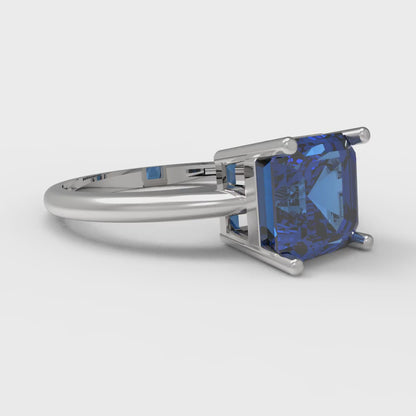 2 cttw Simulated Tanzanite Solitaire  Engagement Ring - Solid Gold (Asscher Cut,7.0mm)
