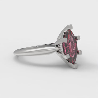 1 cttw Simulated Pink Tourmaline Solitaire  Engagement Ring - Solid White Gold  (VVS1, Marquise Cut,10x5mm)