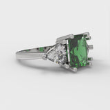 2.82 ct Brilliant Emerald Cut Simulated Emerald Stone White Gold Three-Stone Ring