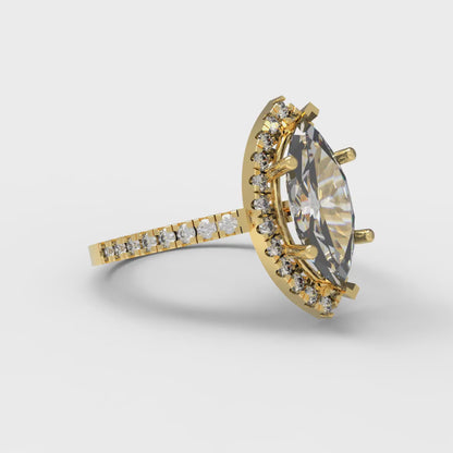 2.38 cttw Zirconia Simulated Diamond Hidden Halo Engagement Ring - Solid Gold (VVS1, Marquise Cut,12x6mm )