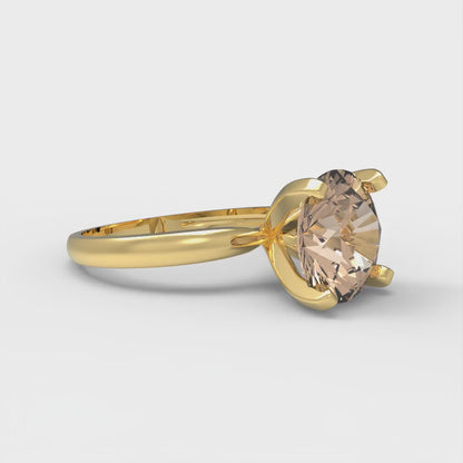 3 cttw Yellow Moissanite Solitaire  Engagement Ring - Solid Gold (Round Cut,9mm)