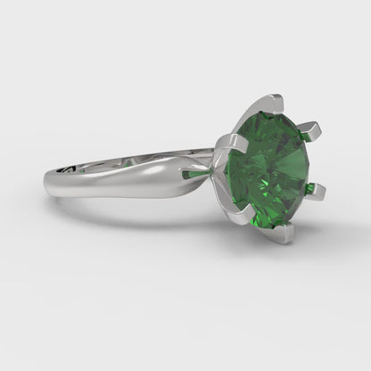 2.5 cttw Simulated Emerald Solitaire  Engagement Ring - Solid Gold (Round Cut,8.5mm)