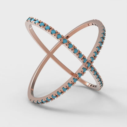 0.245 cttw Simulated Turquoise Statement Engagement Ring - Solid Gold (Round Cut,1.0mm)