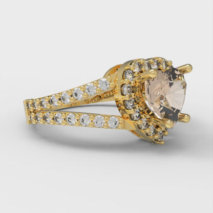 1.49 cttw Yellow Moissanite Hidden Halo Engagement Ring - Solid Gold (Heart Cut,6.5mm)