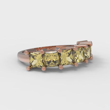 1.75 cttw Natural Citrine Princess Cut Rose Gold Eternity Wedding Band