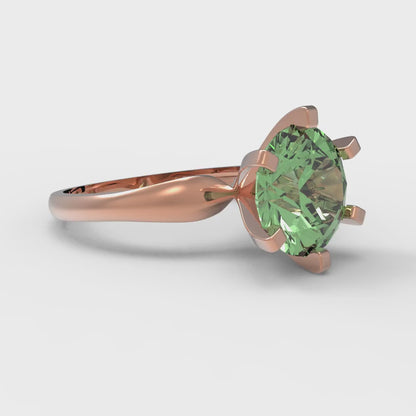 2.5 cttw Zirconia Simulated Green Diamond Solitaire  Engagement Ring - Solid Gold (VVS1, Round Cut,8.5mm)