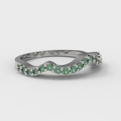 0.23 cttw Simulated Emerald Round Cut White Gold Eternity Wedding Band
