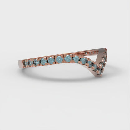 0.1725 cttw Simulated Blue Diamond Round Cut Rose Gold Eternity Wedding Band