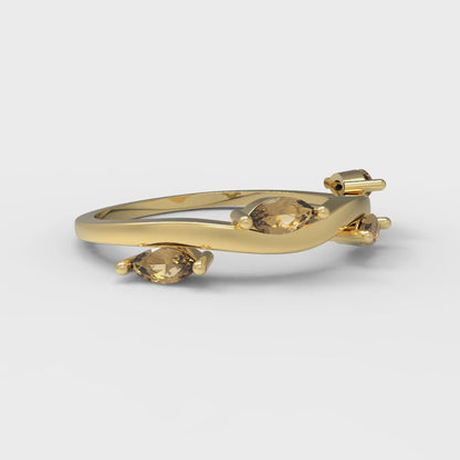 0.4 cttw Simulated Champagne Diamond Marquise Cut Yellow Gold Eternity Wedding Band