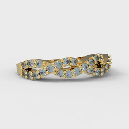 0.495 cttw Natural Sky Blue Topaz Round Cut yellow Gold Eternity Wedding Band