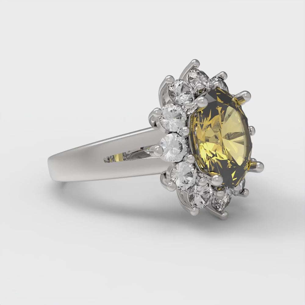 2.72 cttw Natural Citrine Hidden Halo Engagement Ring - Solid Gold (Oval Cut,9x7mm)