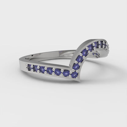 0.165 cttw Simulated Blue Sapphire Round Cut White Gold Eternity Wedding Band