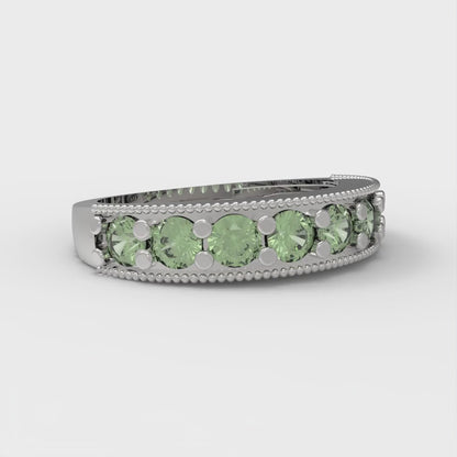 0.81 cttw Simulated Green Diamond Round Cut White Gold Eternity Wedding Band