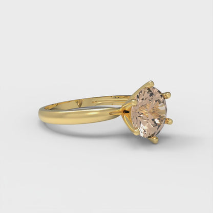 1.5 cttw Yellow Moissanite Solitaire  Engagement Ring - Solid Gold (Round Cut,7.5mm)