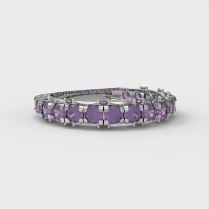 3.13 cttw Natural Amethyst Round Cut White Gold Eternity Wedding Band