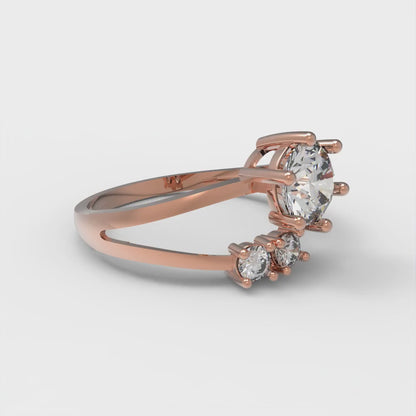 0.87 cttw Certified Moissanite Three-Stone Engagement Ring - Solid Gold (VVS1, D-F,Round Cut,6.0mm)