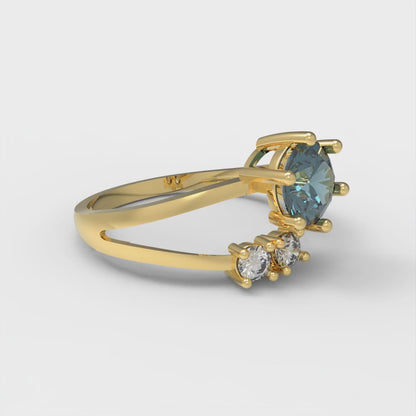 0.87 cttw Natural London Blue Topaz Three-Stone Engagement Ring - Solid Gold (Round Cut,6.0mm)