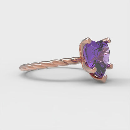 2 cttw Simulated Alexandrite Solitaire  Engagement Ring - Solid Gold (Heart Cut,8.0mm)